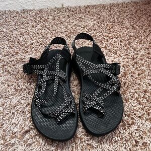 Chaco Black and White Strappy Sandals